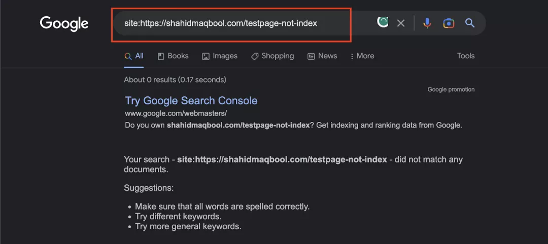 How to check a de-indexed page
