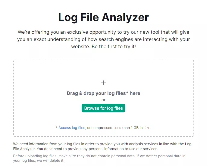Log File analysis using Semrush