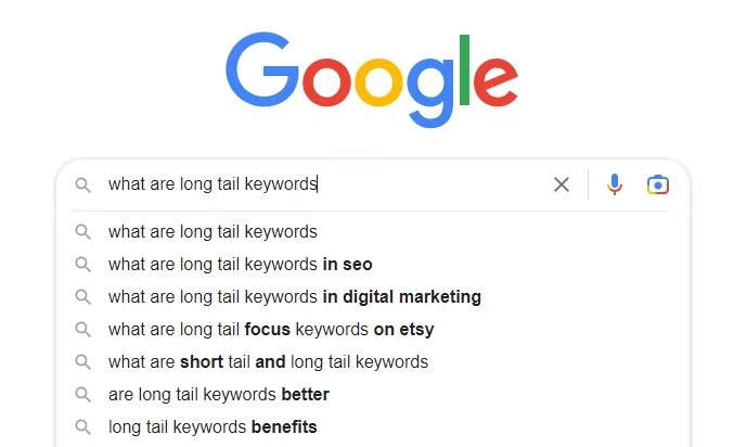 Google suggestions long tail keywords