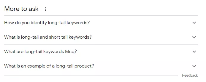 More to ask long tail keywords