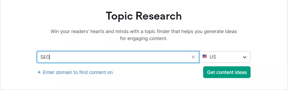 SEMrush topic research tool long tail keywords