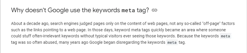 Why does Google not approve of meta keywords