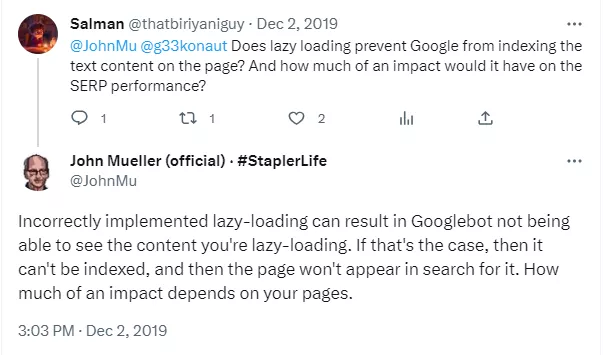 John Mueller on lazy loading