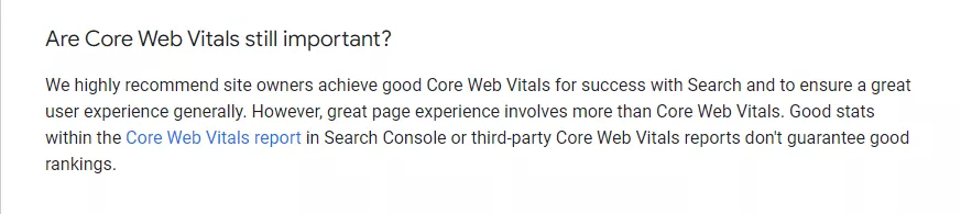 Core Web Vitals importance in rankings