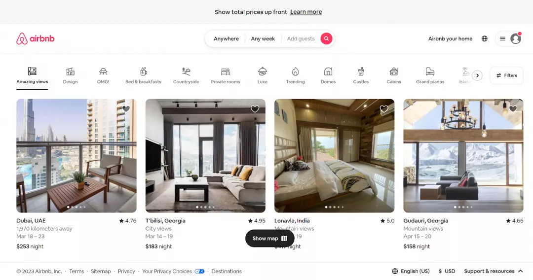 Airbnb Website Responsive Design Desktop