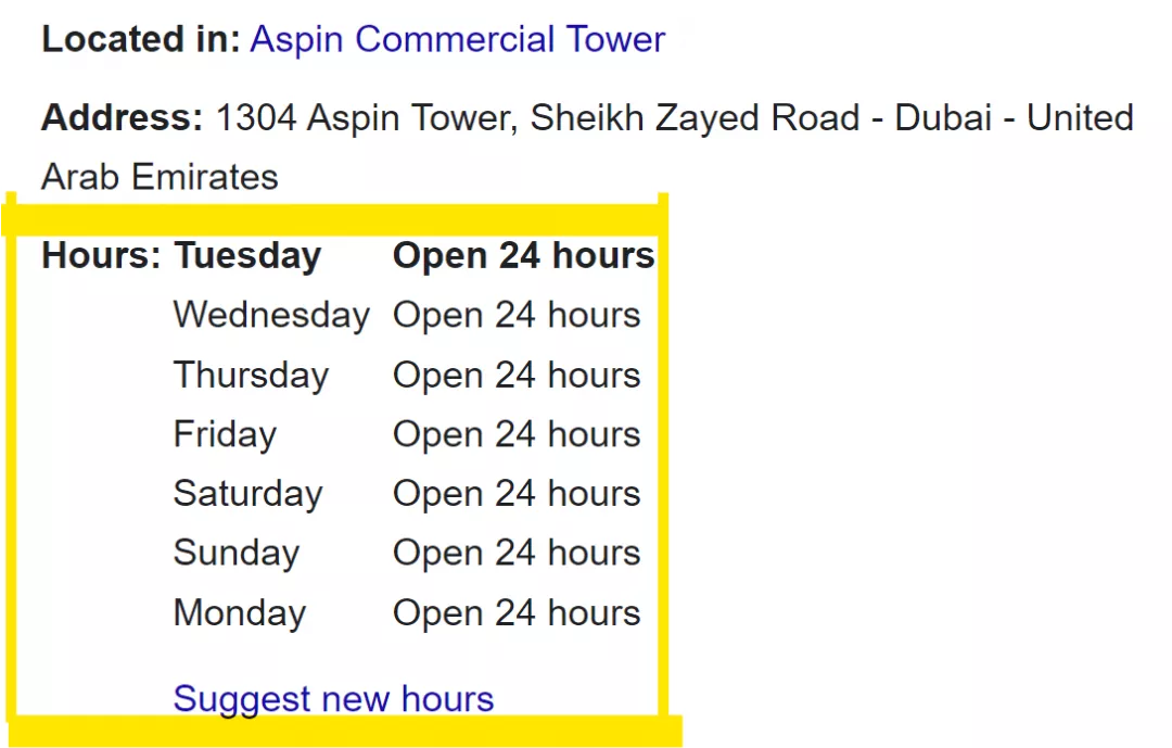 Displaying business hours - Google Business Profile