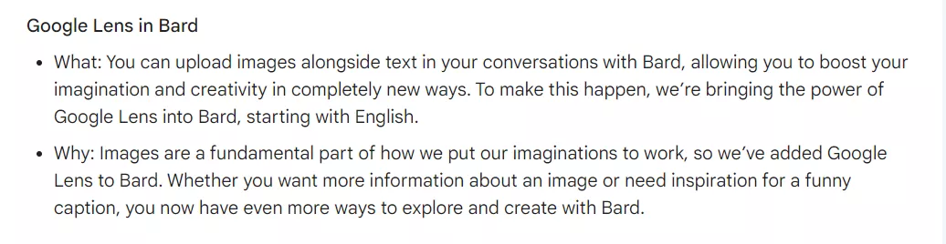 Integration of Bard with Google Lens