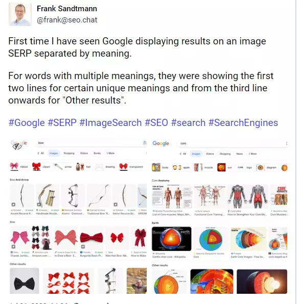 Frank Sandtmann on Mastodon about Google Images format change