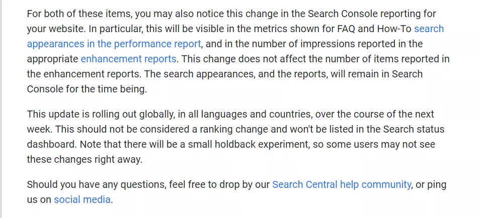 Changes in GSC reports regarding FAQ and How-to rich results