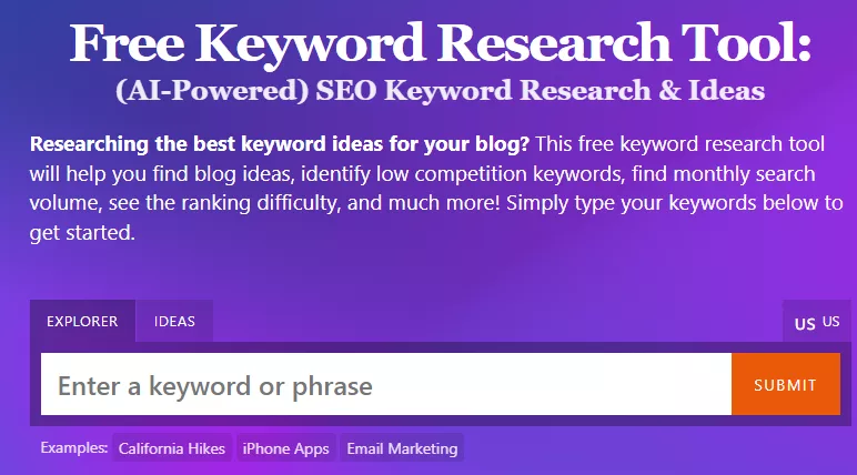 Ryan Robinson Keyword Research Tool