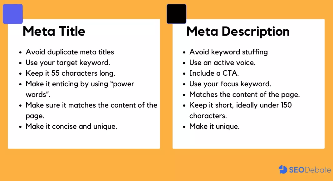 Meta title vs meta description requirements