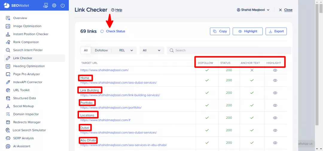 Other features in Link Checker