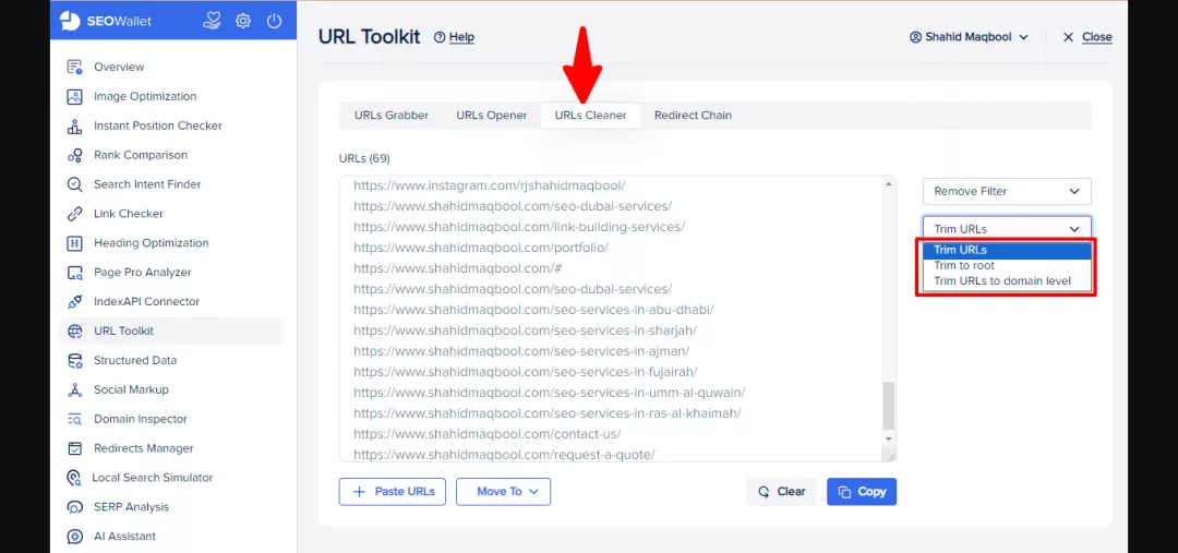 “Trim URLs” in URLs Cleaner