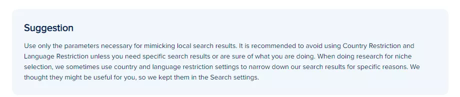 SEOWallet recommendation on using Country Restriction and Language Restriction features