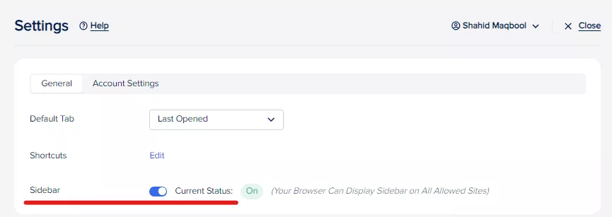 Sidebar - SEOWallet Settings