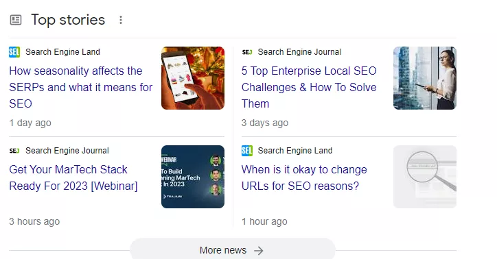 Top Stories Google SERP Feature