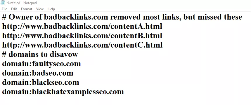 disavow backlink file format