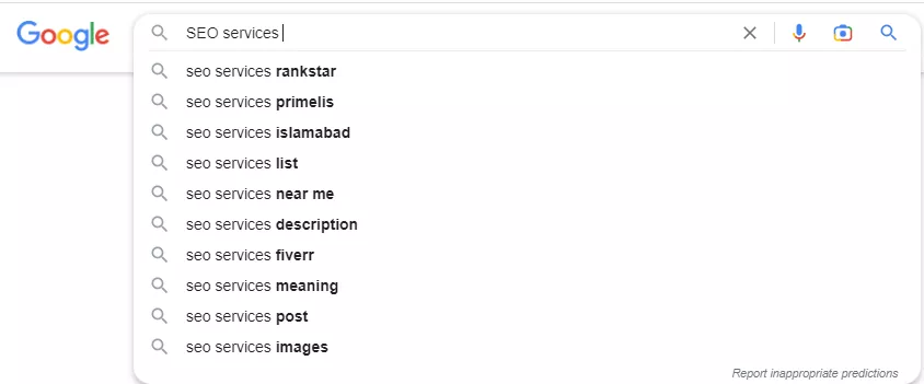 Google autocomplete feature LSI