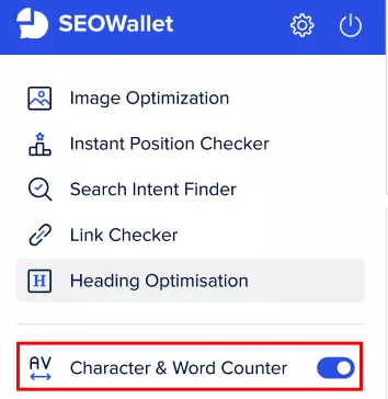 Character and Word Counter feature by SEOwallet
