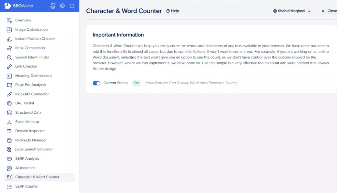 Character and Word Counter - SEOWallet