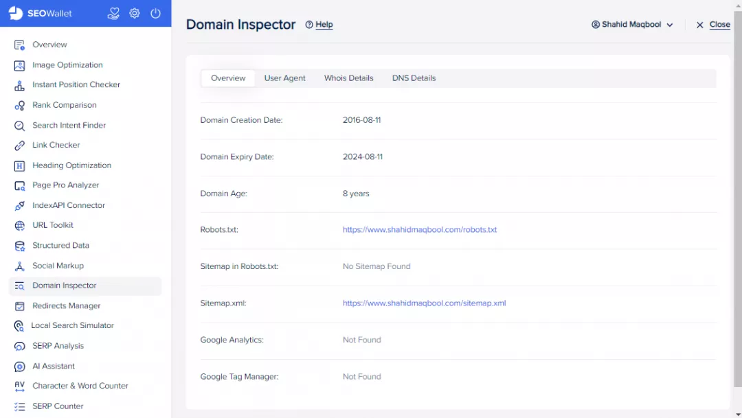 Domain Inspector - SEOWallet