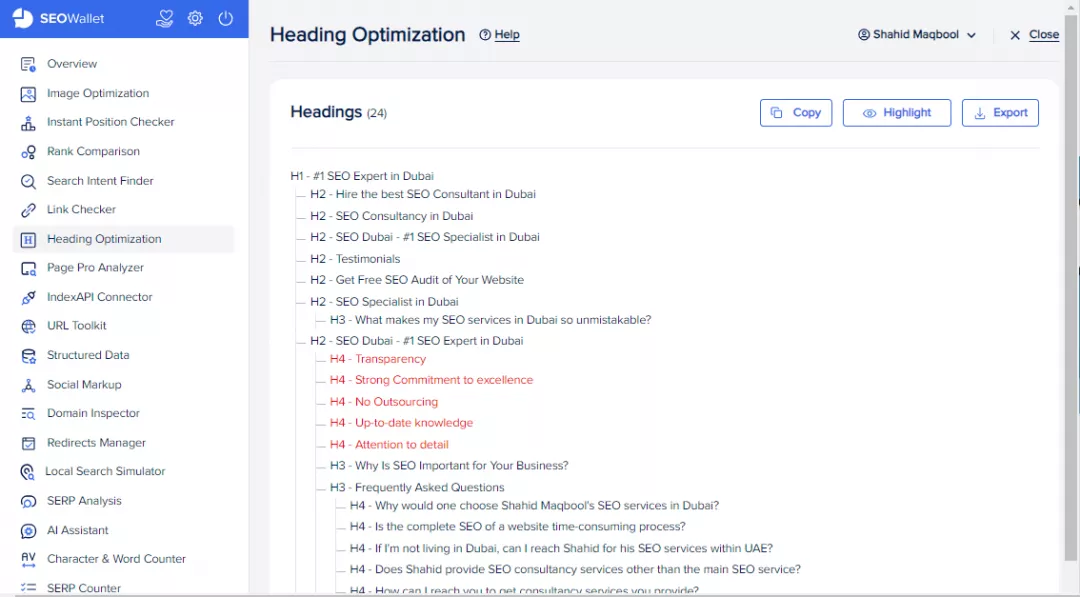 Heading Optimization - SEOWallet